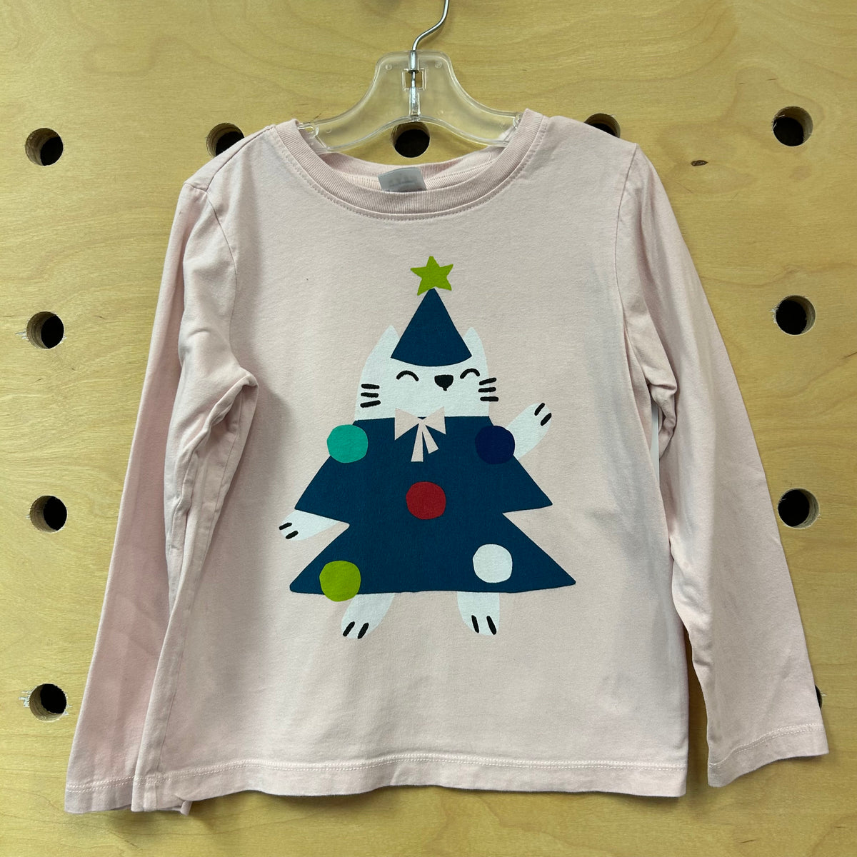 Pink Christmas Kitty Cotton LS