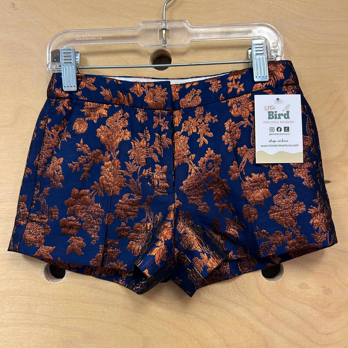 Blue & Copper Floral Sateen Shorts