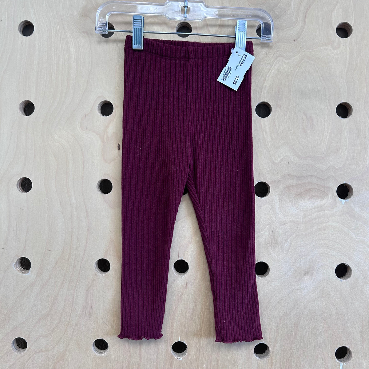 Burgundy Ribbed Leggings