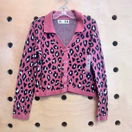 Rust Animal Print Collared Cardigan