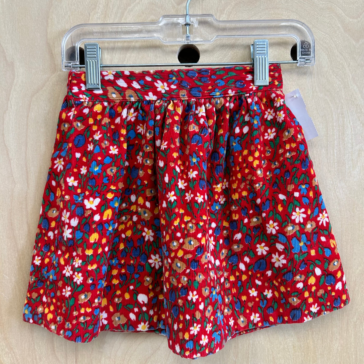 Red Floral Cord Skirt