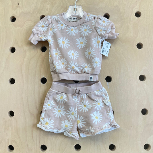 Organic Tan Daisies French Terry Outfit