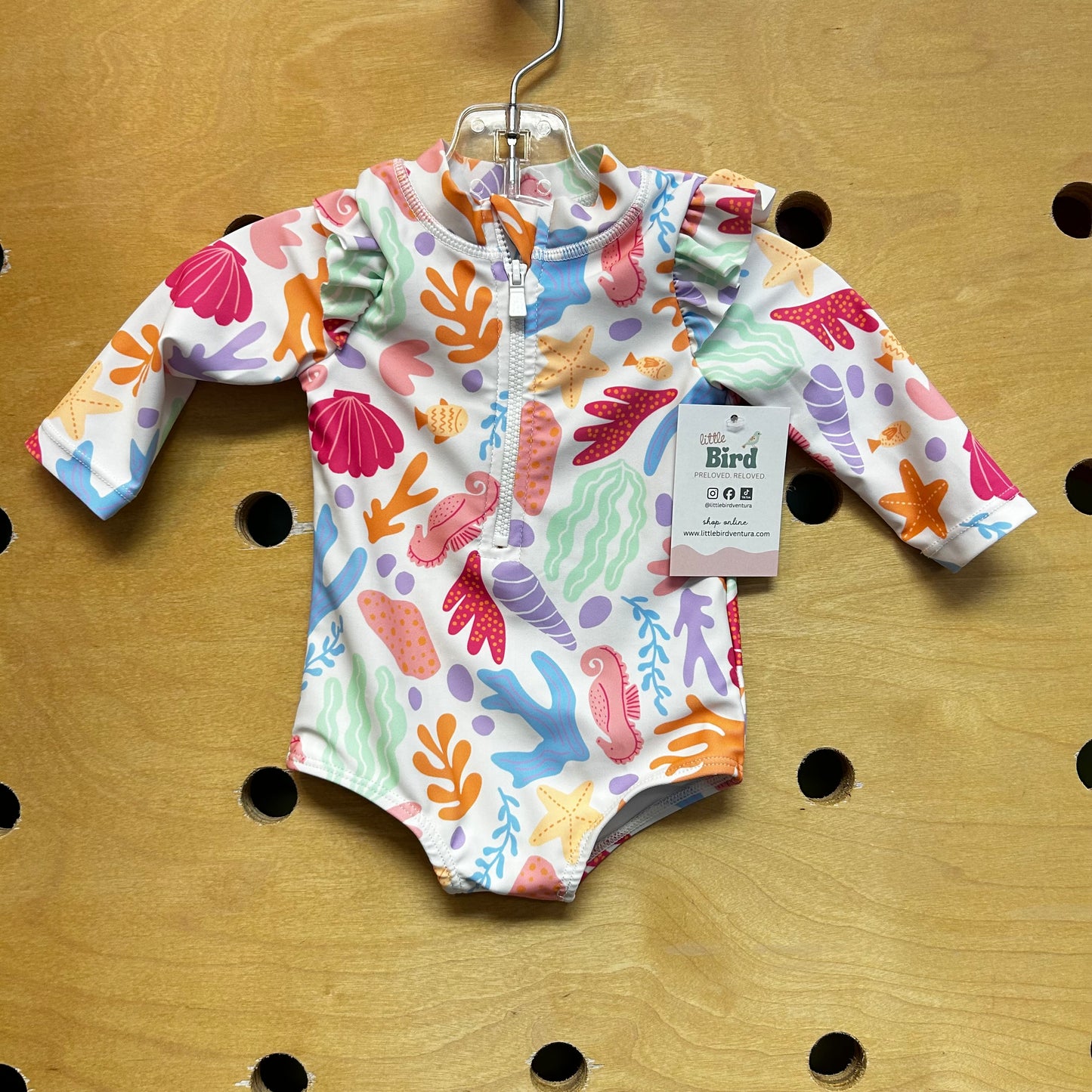 White/Colorful Coral & Shells Swimsuit