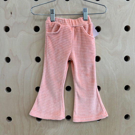 Coral Ribbed Flare Leggings