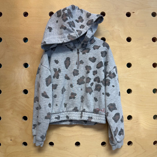Grey Animal Print Hooded Jacket