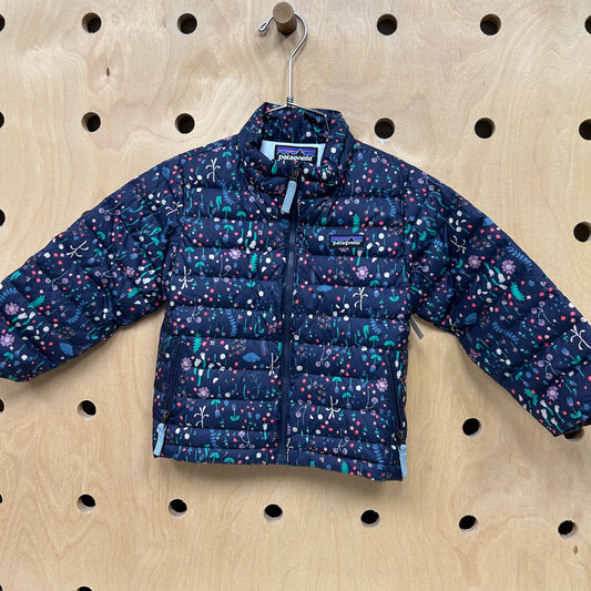 Baby Down Sweater Jacket Blue Floral