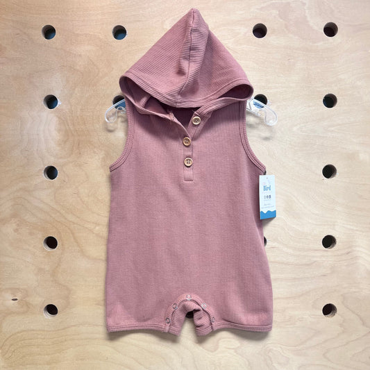 Peach Ribbed Hooded Romper