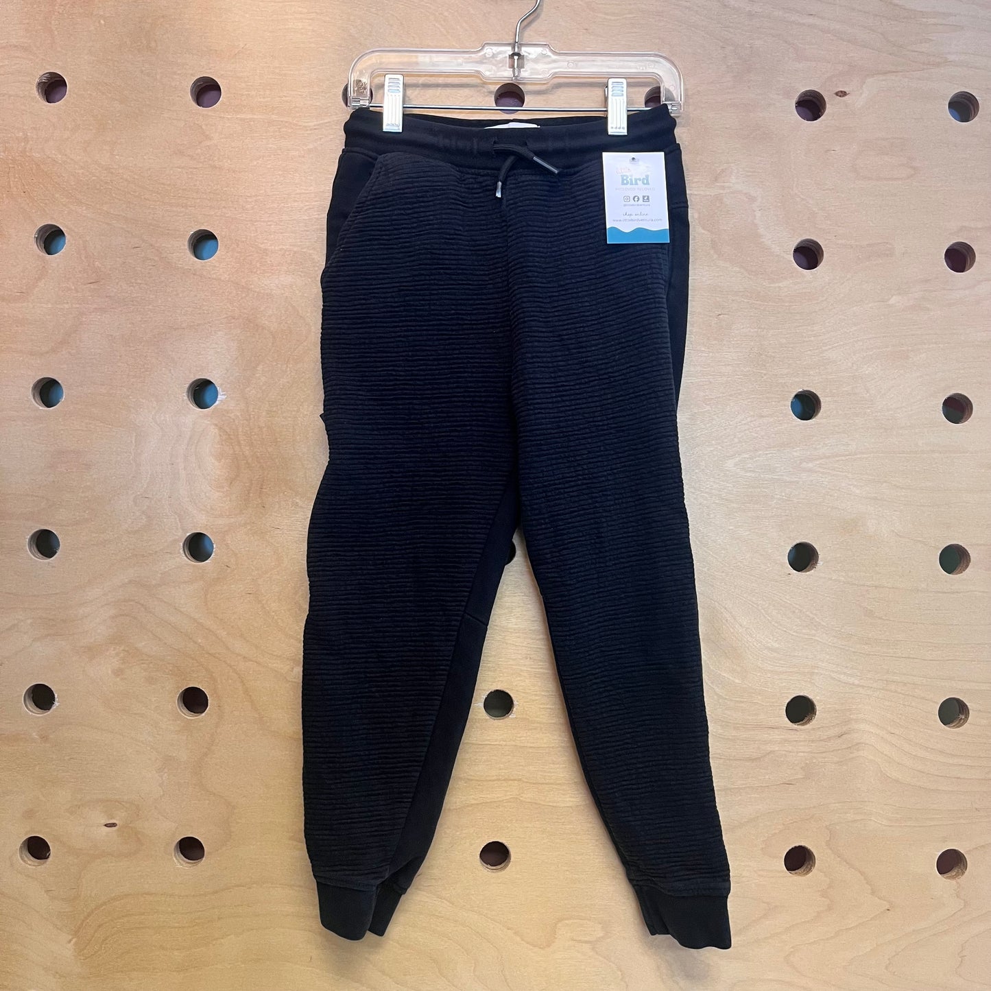 Black Ribbed Drawstring Joggers