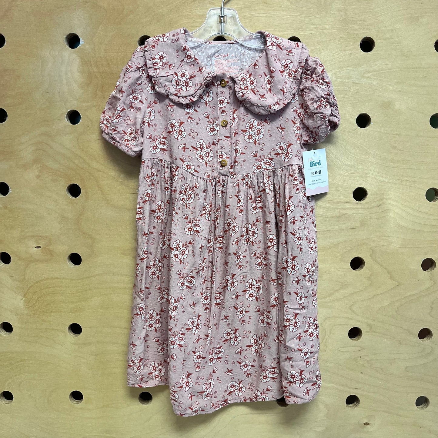 Pink Floral Textured Button Dress