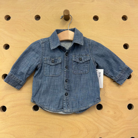 Jersey-Lined Chambray Button Up