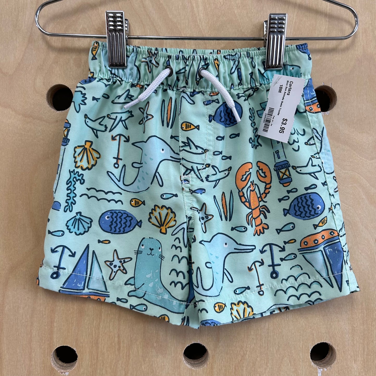 Blue Sea Animals Swim Trunks