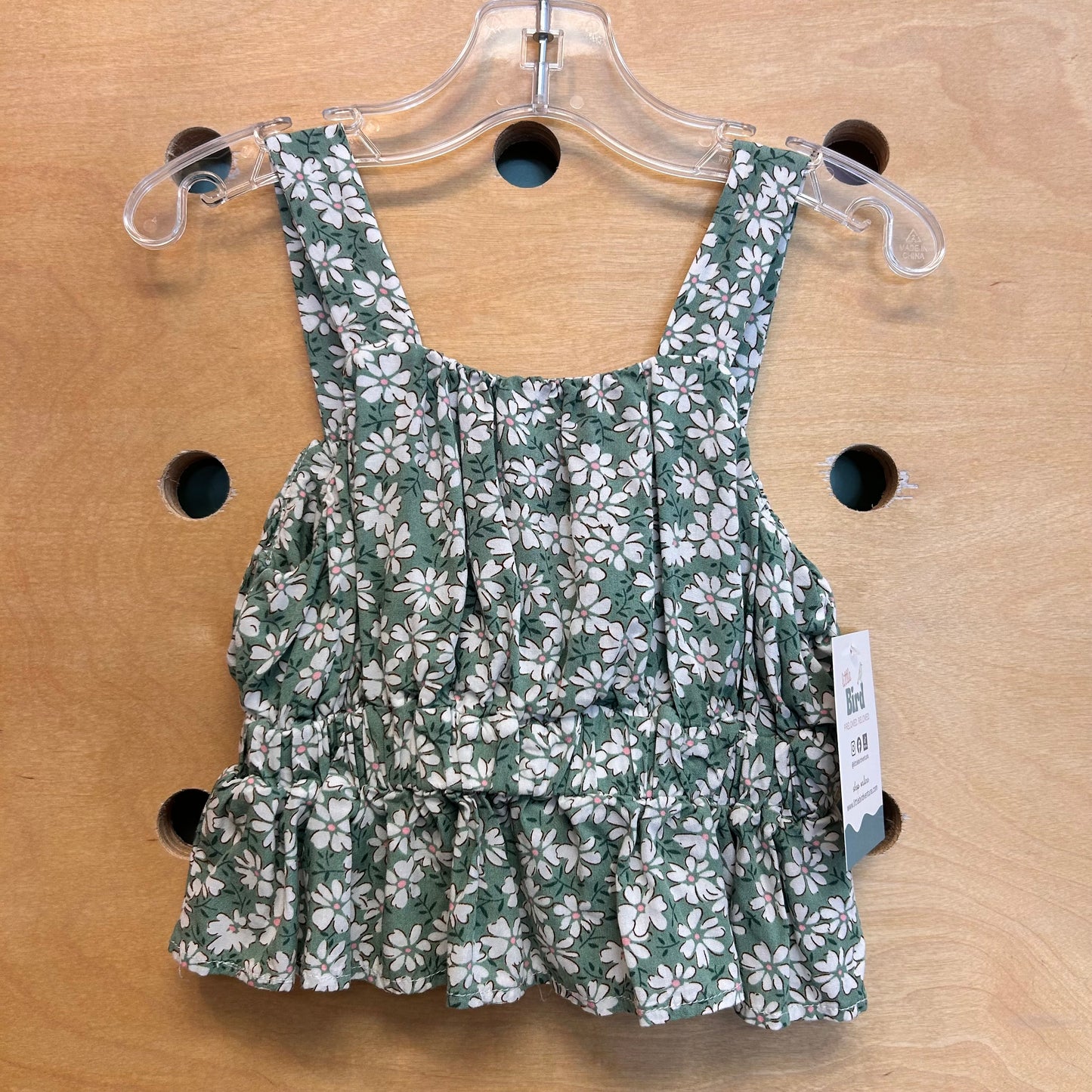 Green Floral Smocked Tank