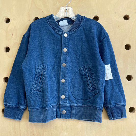 Navy French Terry Snap Jacket