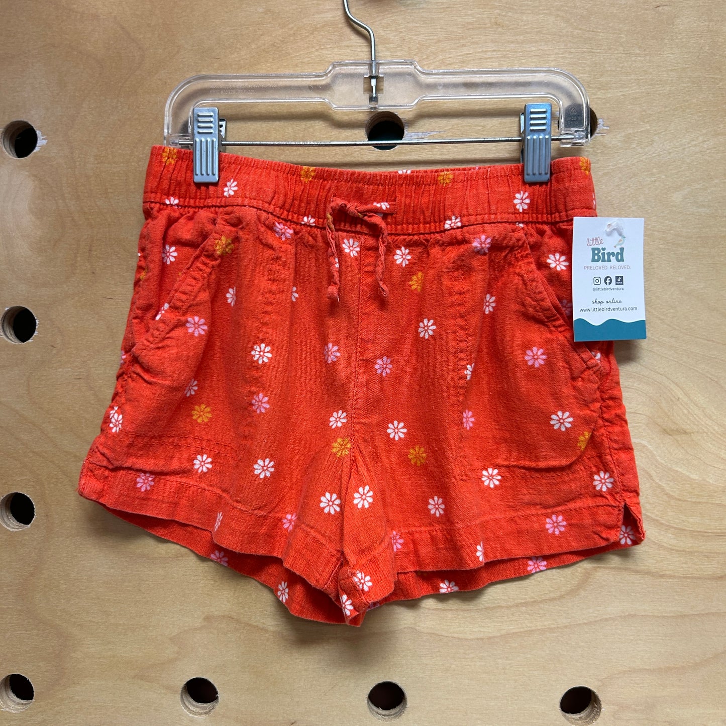 Orange Floral Drawstring Shorts