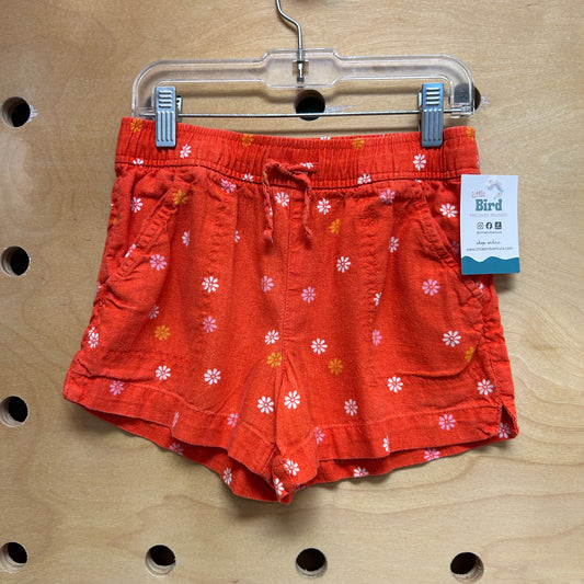 Orange Floral Drawstring Shorts