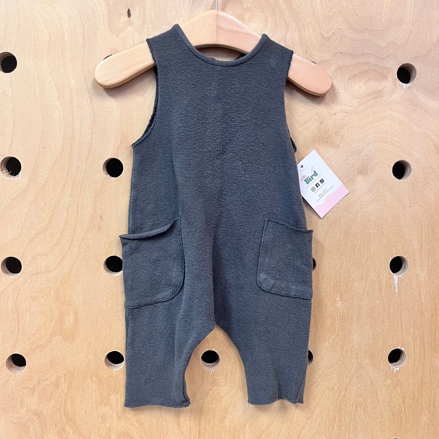 Grey Button Back Romper