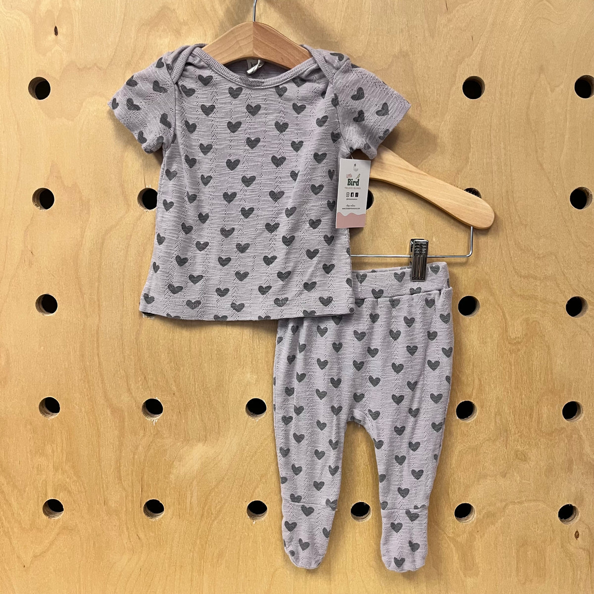 Organic Lavender Hearts Pointelle  Outfit