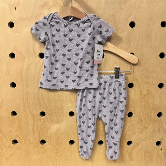 Organic Lavender Hearts Pointelle  Outfit