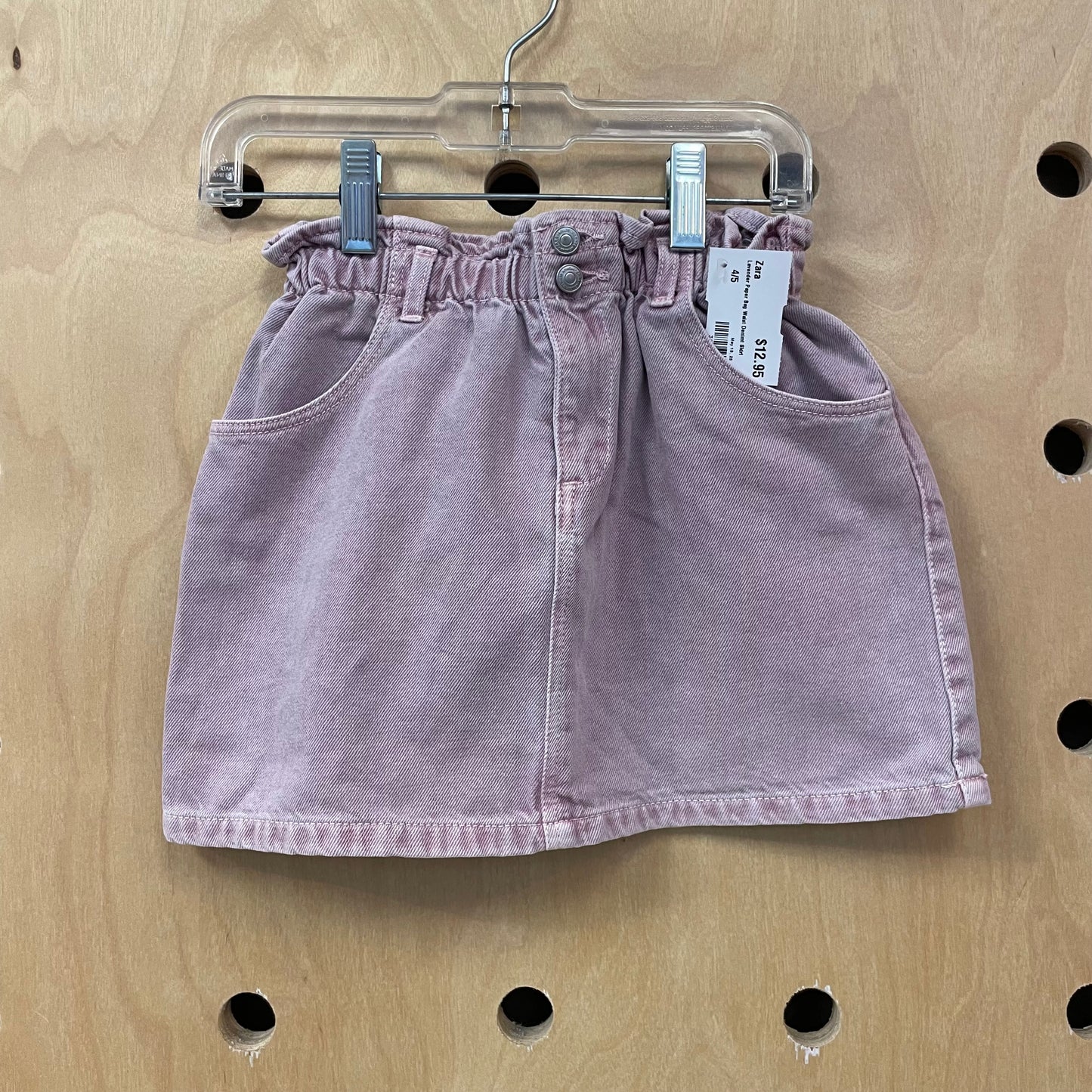 Lavender Paper Bag Waist Denimt Skirt