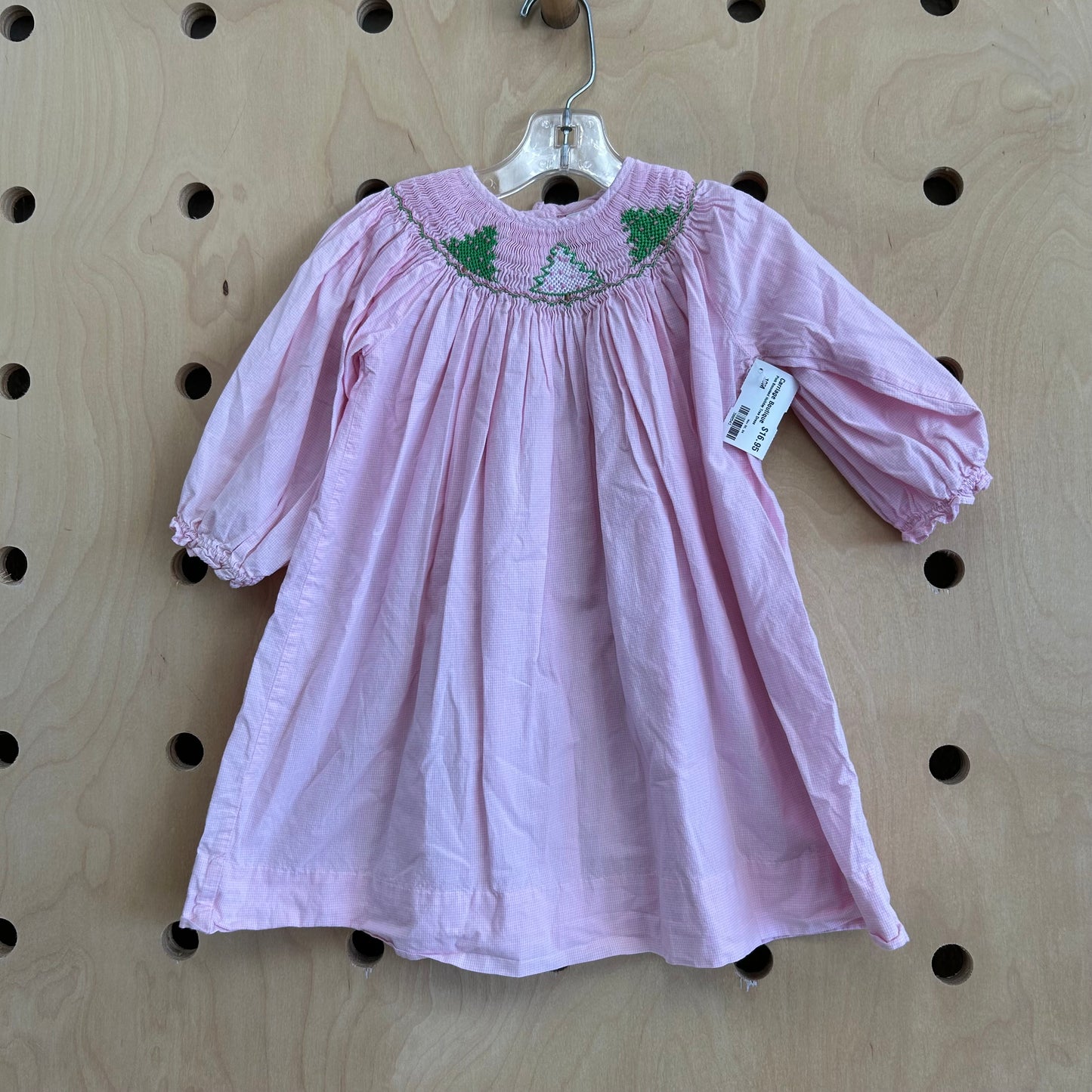 Pink Smocked Holiday Tree Dress