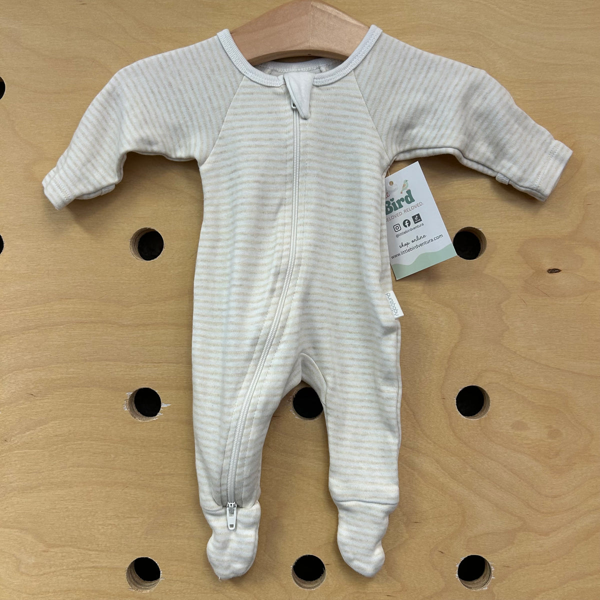 Organic Striped Zip Footies