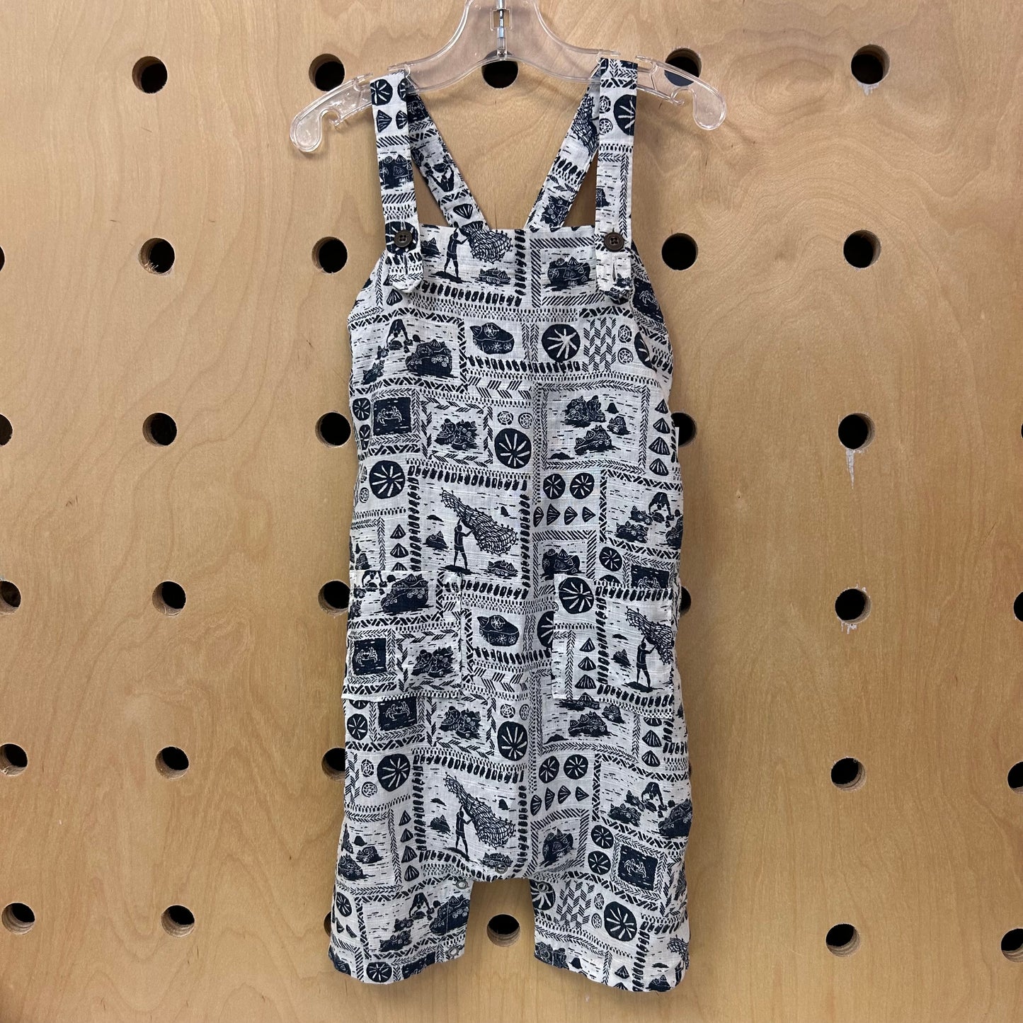 White & Blue Island Scene Romper