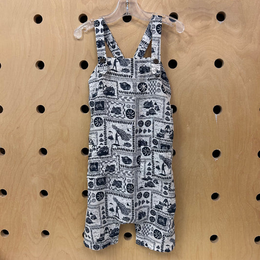 White & Blue Island Scene Romper