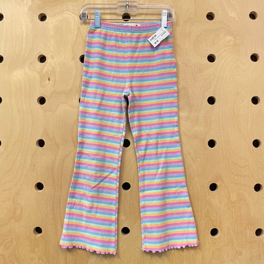 Colorful Striped Ribbed Flare Leggings