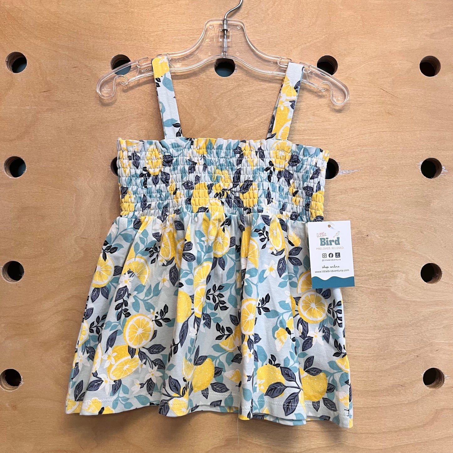 Blue Smocked Lemons Tank