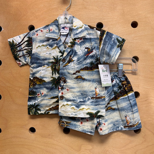 Blue Surfing Hawaiian Outfit