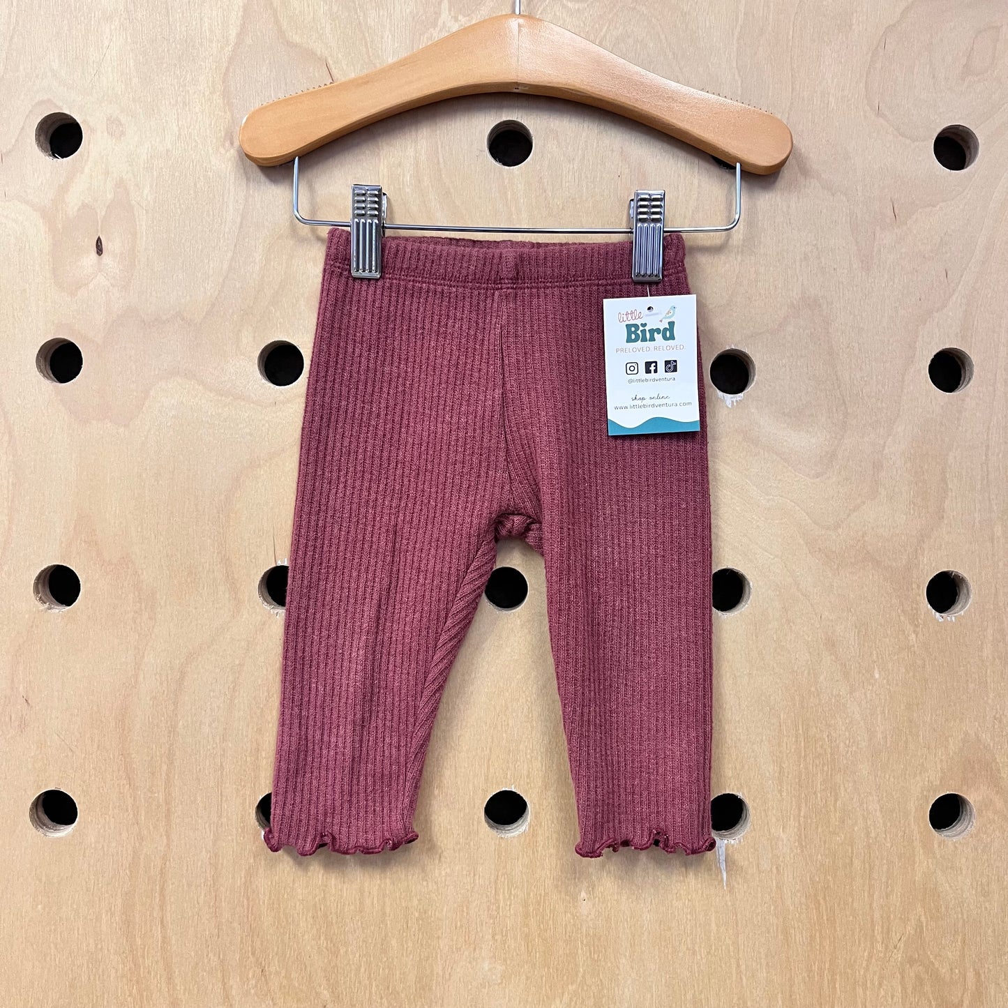 Burgundy Ribbed Leggings