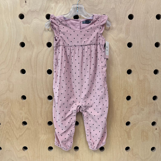 Pink + Black Stars Cord Romper