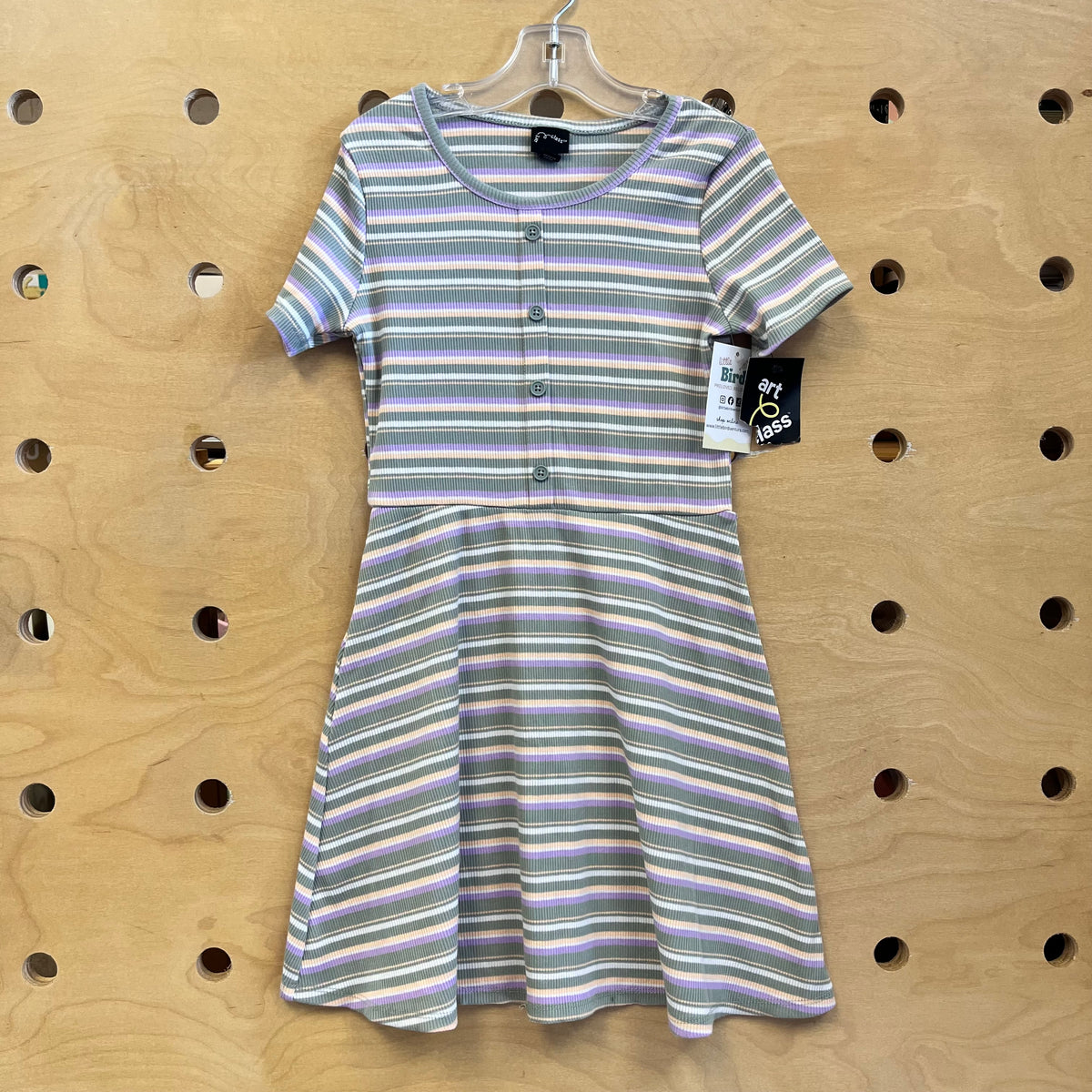 Green/Purple Striped Ribbed Dress NEW!