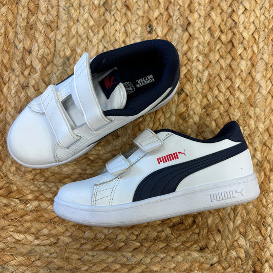 White/Blue Velcro Sneakers