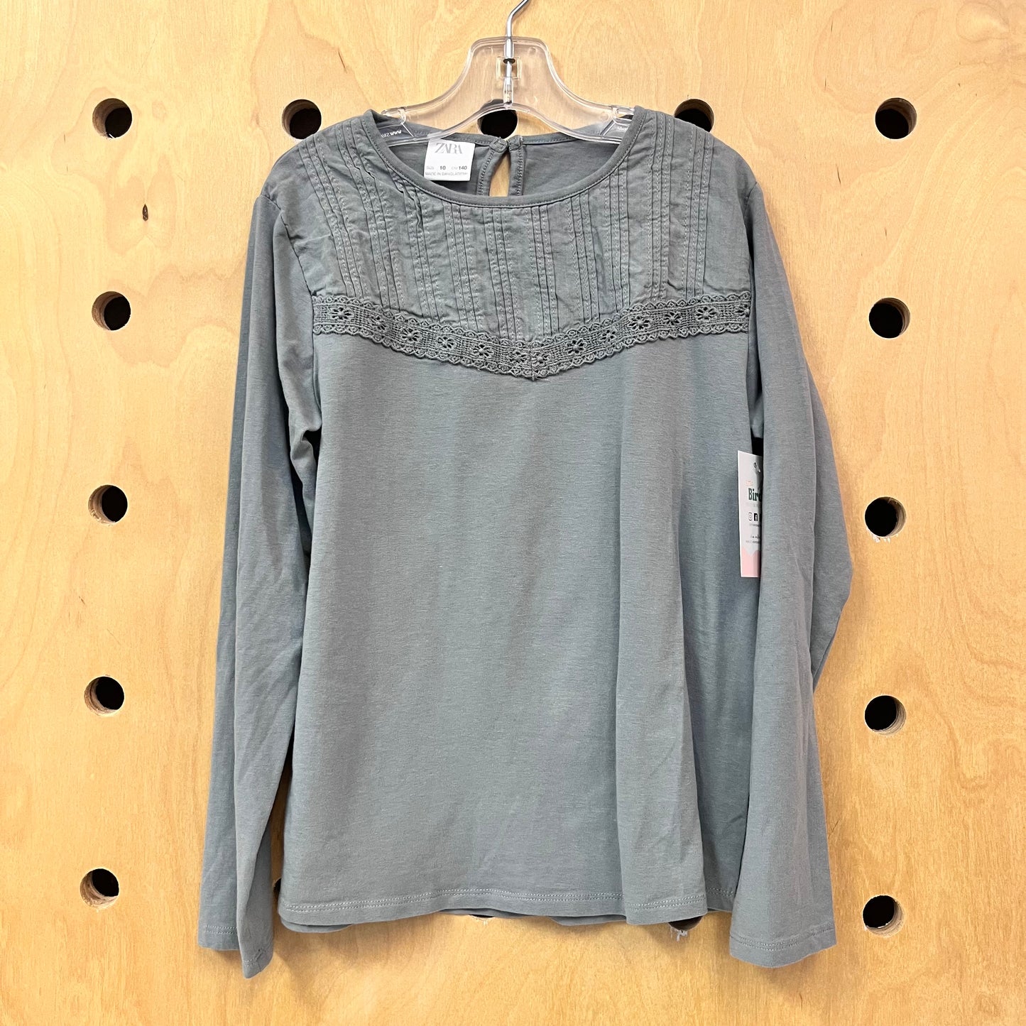 Grey Lace Detail Long Sleeve