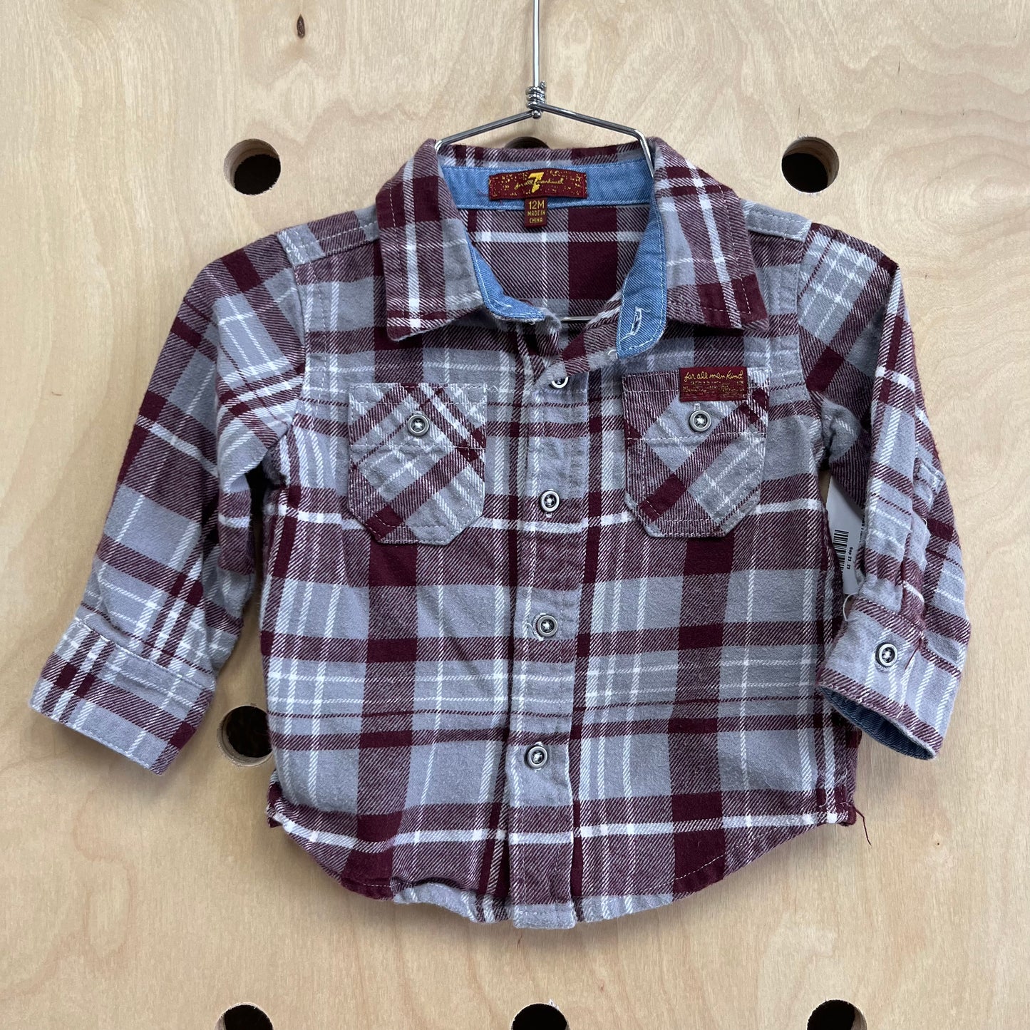 Burgundy & Grey Plaid Flannel