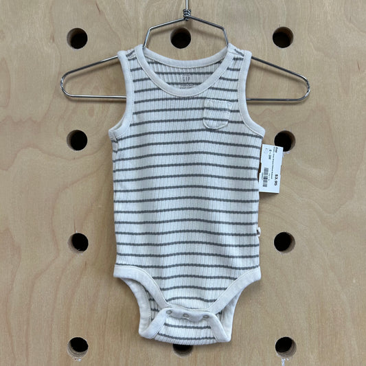 Cream+Grey Striped Ribbed Bodysuit