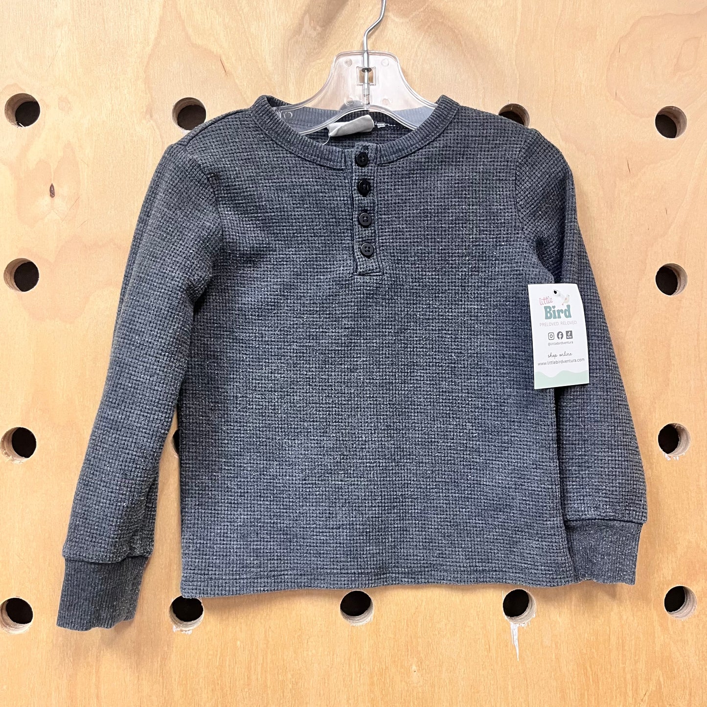 Grey Waffle Knit Henley