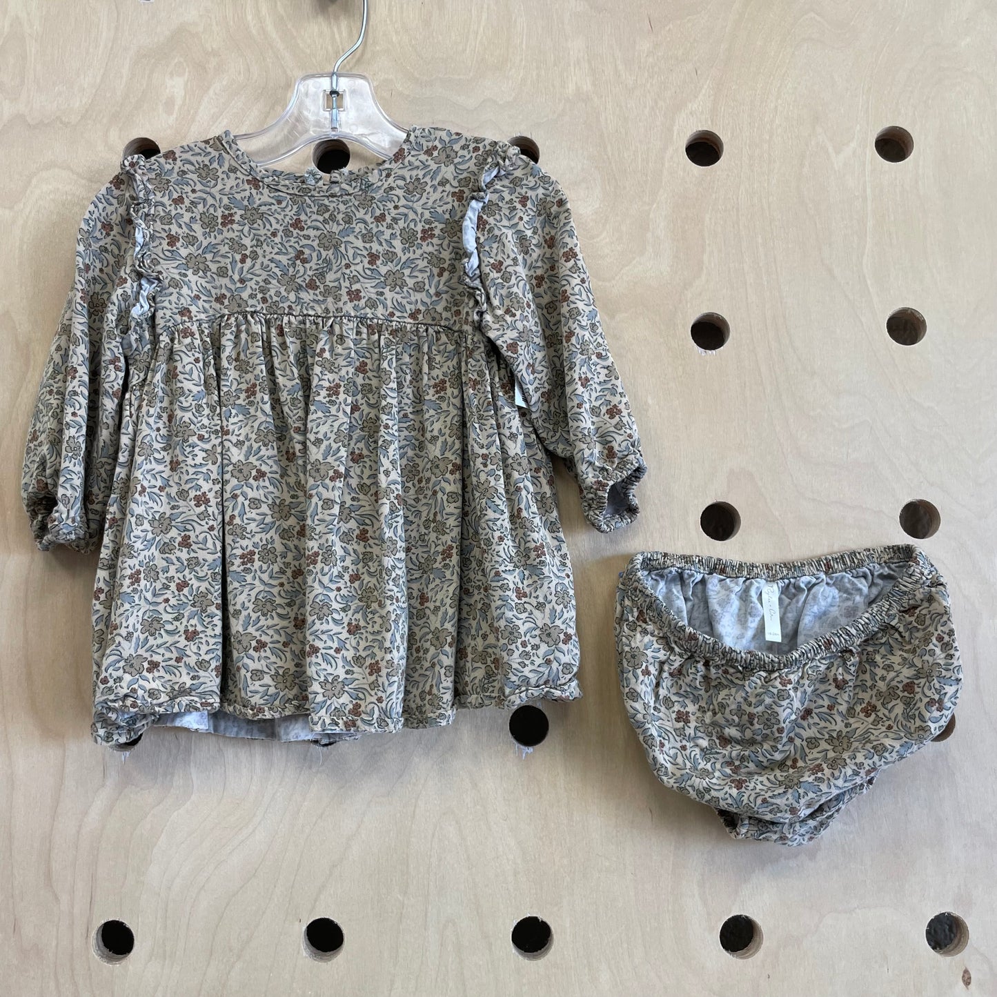 Earthy Brown Floral Dress w/ Bloomers