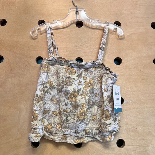 Yellow/White Floral Crop Tank