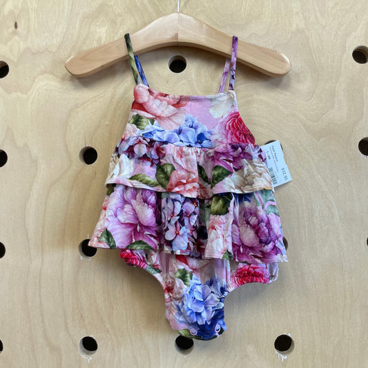 Pink Floral Ruffle Bamboo Romper