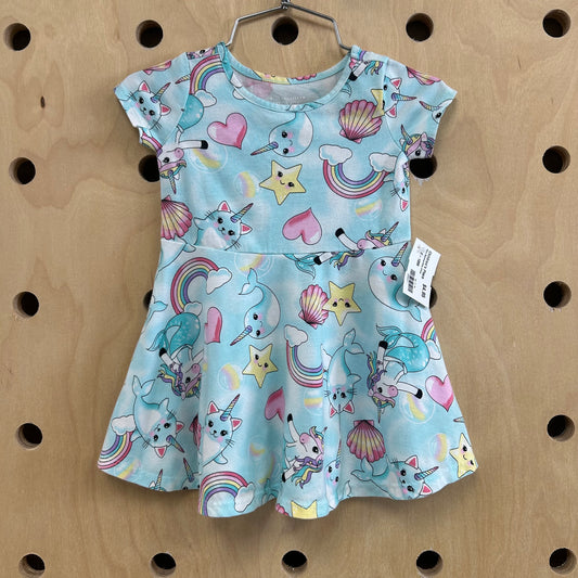 Blue Narwhal Kitty Dress