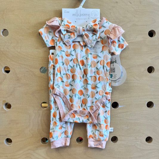 3pc. Bamboo Peaches Outfit/Bow NEW!