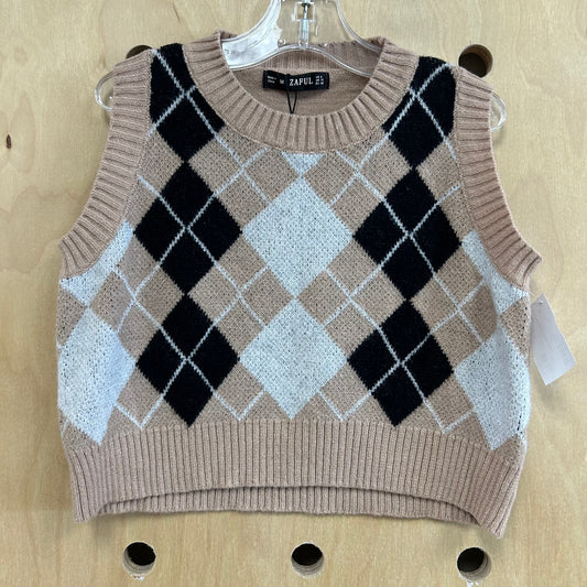 Tan & Black Argyle Sweater Vest