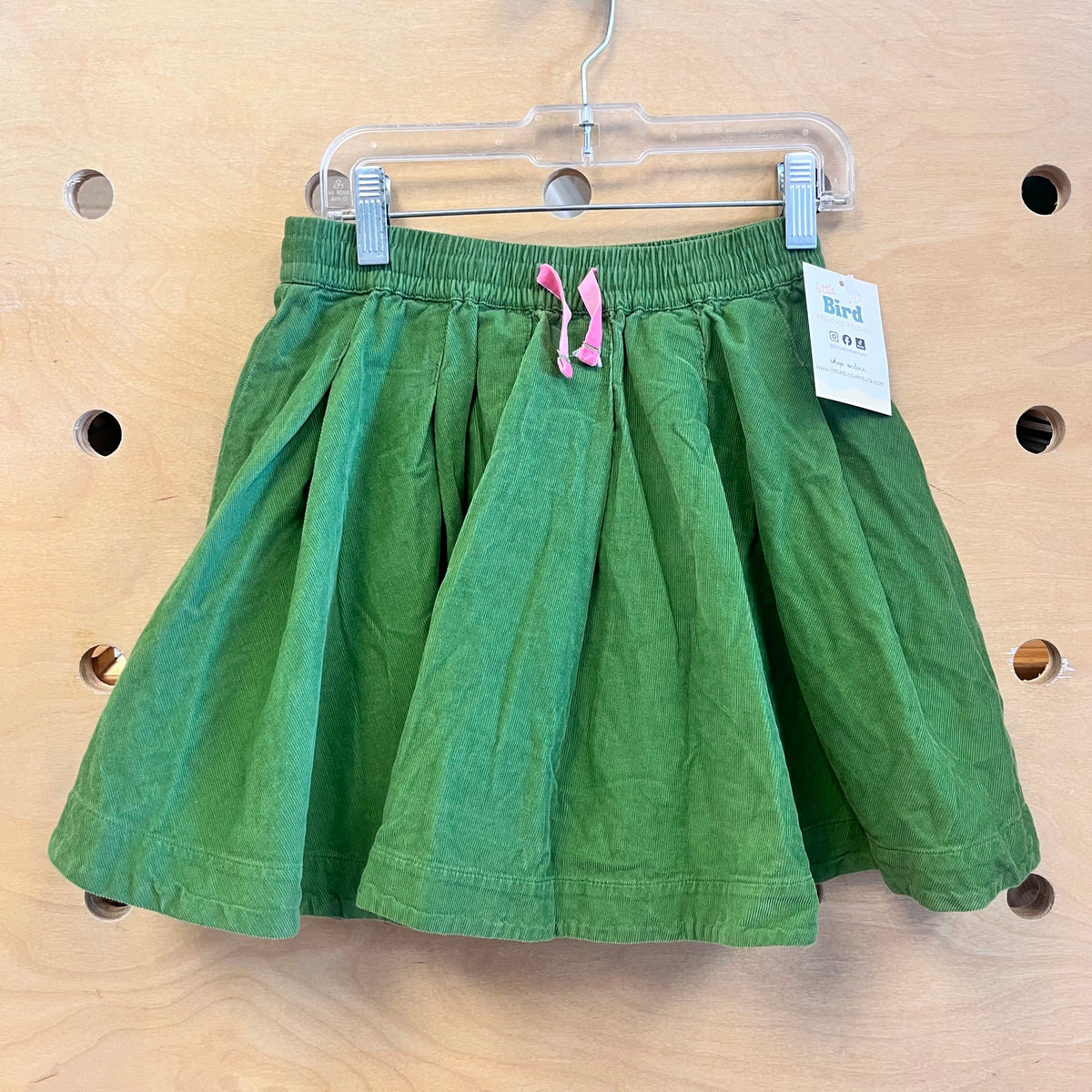 Green Cord Pleaded Skirt