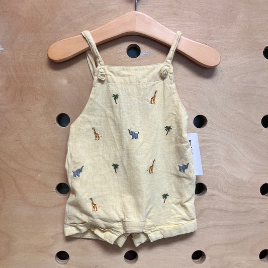Yellow Safari Animals Cotton Coveralls