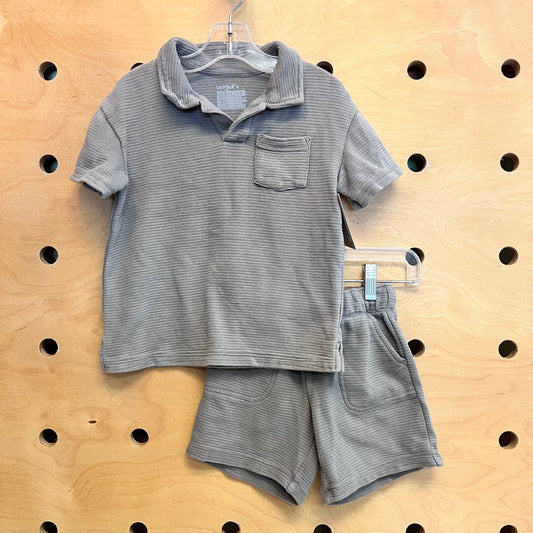 Grey Ribbed Polo Outfit