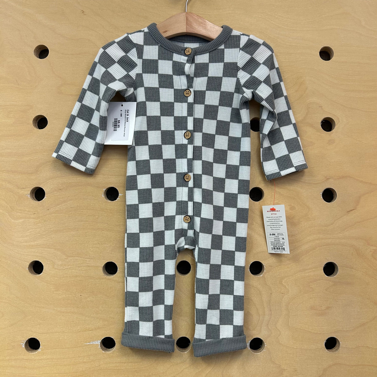 Grey Checkered Ribbed Romper NEW!