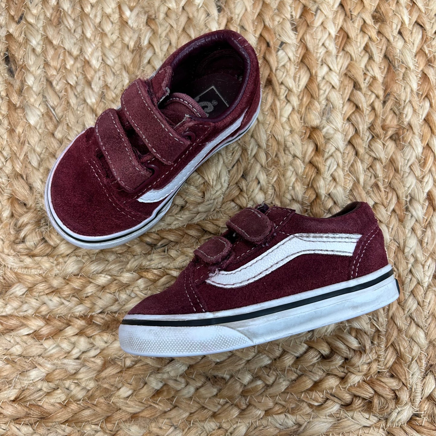 Maroon Low-Top Velcro Sneakers