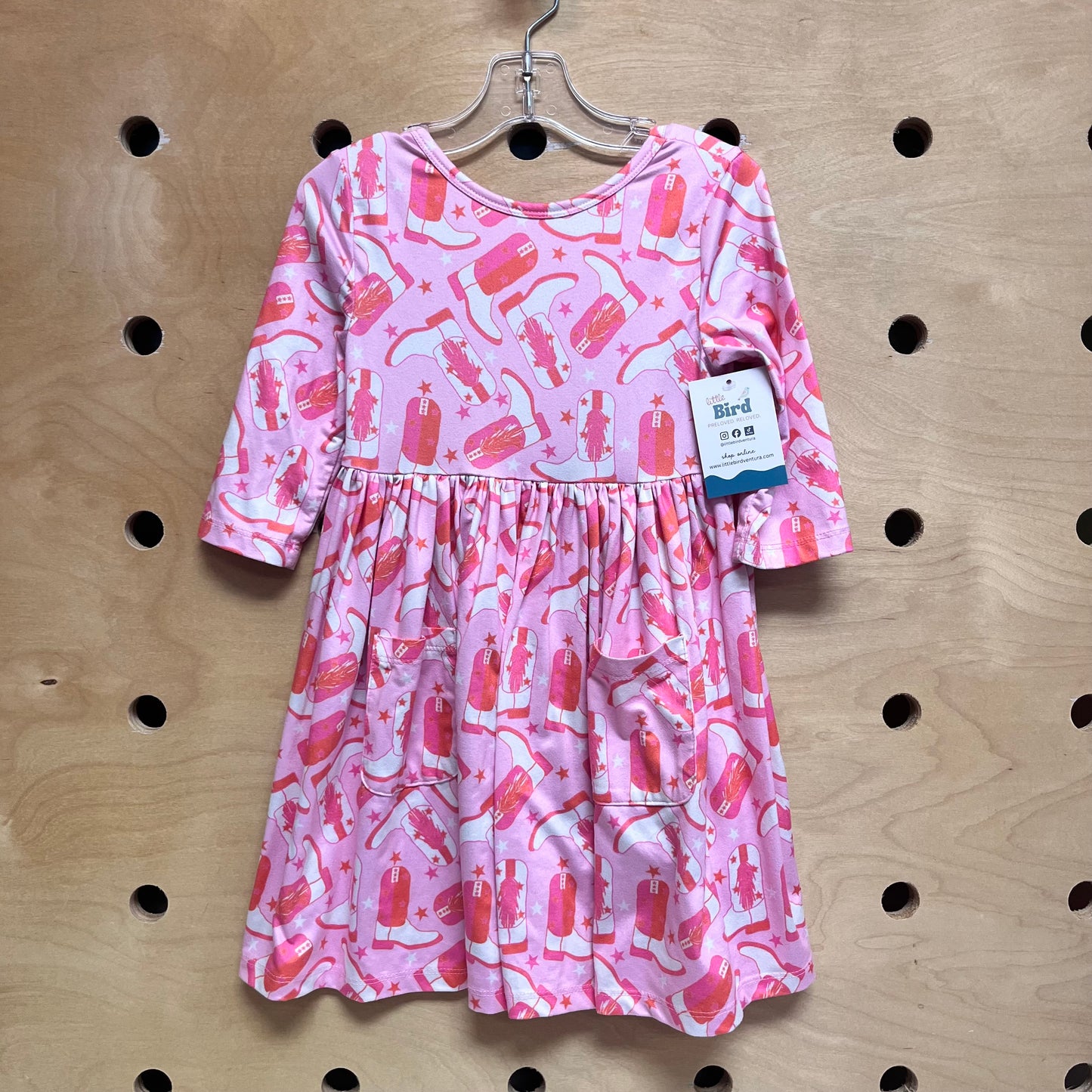 Pink Cowgirl Boots Pocket Dress